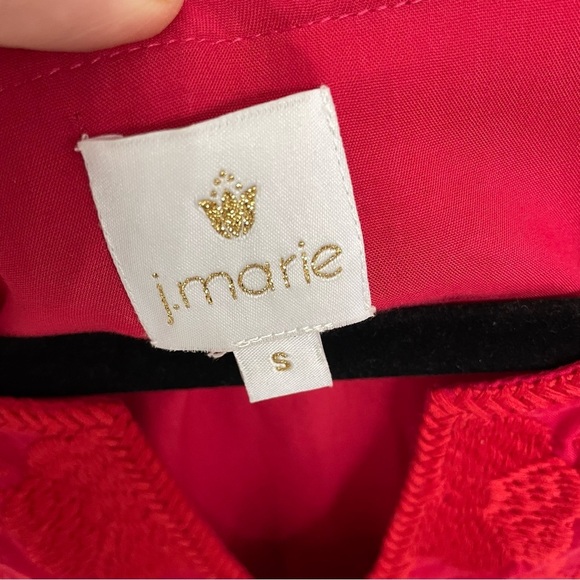 J. Marie Embroidered Peasant Blouse Size Small Relaxed Fit Ruffle Sleeve top 10 - Picture 3 of 9